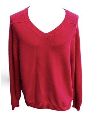 Vintage Lands' End V-Neck Sweater | Raspberry Pink | Men's XL | Made in Japan